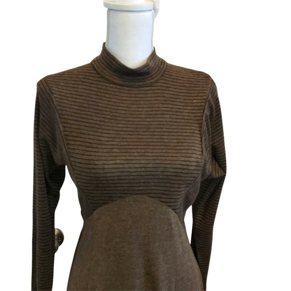 Vintage 90s Modest Longsleeve Maxi Dress Grunge Brown Mockneck Size Small Medium - Picture 2 of 10